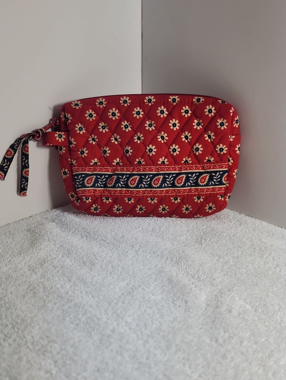 Vera Bradley Red Quilted Floral Cosmetic Pouch